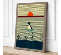 Bird at Sunrise Minimalist Canvas Wall Art Print 24x16 Inch