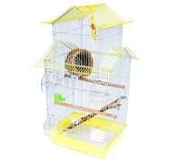 Bird Aviary Garden Budgerigar Bird Cage, Outdoor Large Encryption Villa Cage, Durable Wrought Iron Metal Breeding Box(Yellow-4)