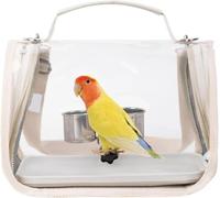 Bird Backpack with Perch, Transparent Bird Transport Bag, Lightweight Bird Cage for Outdoor and Travel - for Parakeets, Nymphs, Conures, Budgies, Rabbits, Camping, Holidays (White)