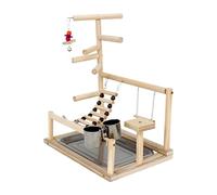 Bird Barch Stand - Wooden Parrot Play Stand, Cage Top Gym Ladder, Handmade Natural Wooden Playground with Toy for Cockatiel Shelakeet Conure Fun Training Spot, Ideal Pet Place