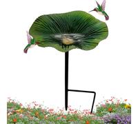 Bird Bath | 1 x Decorative Water Feature | 25 x 14 cm Large Metal Stake with Waterproof, Flower-Shaped Bowl | For Outdoor Garden Patios, Attracts Birds and Beautifies the Landscape, Resistor
