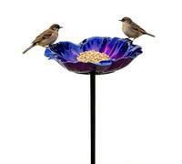 Bird Bath - 14 Cm, Weather Resistant, Reflective Petals Pattern, Bee Watering | Hand Made Metal Garden Stand | High Garden Bird Bath Window