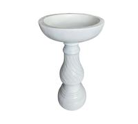 Relaxdays Bird Bath on Pedestal, Antique Polyresin Food & Water Bowl, 70 x 40 cm, White