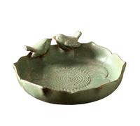 Bird Bath Bowl, Natural Green Feature, 25.5cm, Ground Bird Feeders, Ceramic Fowl Bath, Improve Outdoor Ambiance, For Garden Deck, Decorative