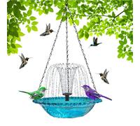 Bird Bath Bowl With Solar Fountain, Hanging Bird Bath Fountains Solar Powered, Hummingbird Bath Bowl, Outdoor Birdbath Bird Feeder