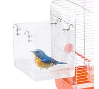 Bird Bath Cage, Acrylic Bird Bath Box, Small Cubic Bird Bathtub, Bird Bathtub with Hanging Hooks for Parrots, Lovebirds, Cockatiels, Canaries, Larks