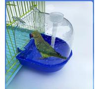 Bird Bath Cage, Cleaning Pet Supplies Bird Bathtub with Hanging Hooks Come with Free Water Injector for Parrots Spacious Parakeets Portable Shower for Most Birdcage Random Color (S for Round cage)