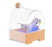 Bird Bath Cage - Leak Proof Parakeet Tub, Stable Mount Basin | Transparent Shallow Design Splash Guard Enclosure, Anti Spill Secure Clip On Bathing Container for Parakeet Cockatiel Finch