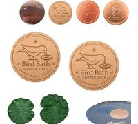 Bird Bath Copper Disk, Bird Bath Purification Disk, Birdbath Cleaner Disc, Feeder Accessories Triple-Point Support Plate for Outdoor Garden Backyard Patio Lawn Fountain Bowl All-Season(2Pcs A)