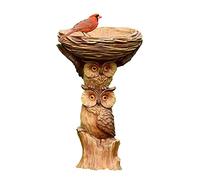 Bird Bath Drinking Feeder Garden Decoration Owl Resin Ornaments Craft Birds Drinking Water Artefact