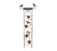 Bird Bath Feeder | Decorative Metal Bi-rd Ba-th for Garden | Ground Spikes Bir-d Bat-h Feeding Station for Attracting Wildlife, Stable Climbing Support and Outdoor Decoration
