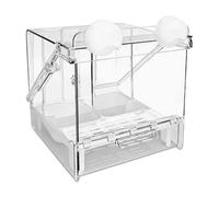 Bird Bath for Cage - Clear Bathtub, 7.09x6.89x6.69 Inch Hanging Accessory with Splatter Guard, Transparent Shower Box, Easy Clean Aviary Basin, Pet Grooming Tool for Cockatiel Conure Lovebird