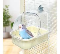 Bird Bath for Cage - Drawer Style, Hanging Bird Tub, Water Bowl, Shower, Food Feeder Tray, Birdcage Accessory for Small Birds Canary Budgies Parrots Cockatiel Lovebird Hamster(Beige)