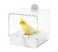 Bird Bath For Cage - Feeder Bowl Shower Cockatiel Food Holder | Small Medium Birds Parrots Lovebirds Parakeets Mannikin Cage Accessories | Professional ABS PET Clear 7.48in Hanging Pet Bird Tub