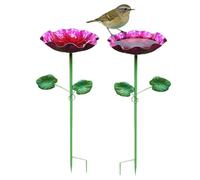 Bird Bath for Outdoors 2 Pieces Iron Art Flower Shape