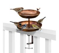 Bird Bath for Outside - with Clamp Decorative Metal Yard Decor | Backyard Balcony Bird Bath Bowls | for Outdoor Garden Backyard Patio Porch Deck Lawn Balcony Window Pond Pool