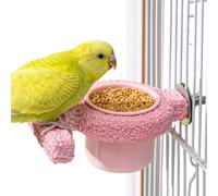 Bird Bath for the Cage, Feeding Bowl with Perch, Bird Cage, Water Bowl and Large Parakeets, for Budgies, Canaries, Cockatiels, Lovebirds, Other