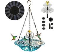 Bird Bath Fountain | Waterfall, Decorative, Weatherproof - Solar Bird Bath Fountain for Attracting Hummingbirds and Wildlife - Garden, Pond, Deck, Driveway, Deck