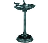 Bird Bath Green 49.5x38x81cm Plastic Two-Basin Antique Finish Weatherproof