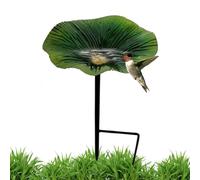 Bird Bath Pedestal, Bird Bath Stand with Food Bowl, Waterproof Feeding Station Flower Shaped Garden Decor with Metal Stand for Yard Terrace