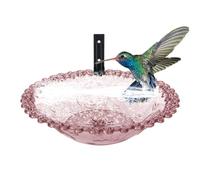 Bird Bath - PP + Iron Tree Holder | Bird House | Hanging Transparent Flower-shaped Basin Hanging to Attract Hummingbirds, Ideal for Trees, Fences, Patios and Courtyards