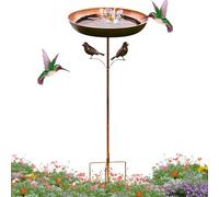 Bird Bath - Raised Metal Water Basin Sculpture, Ornamental Outdoor Wildlife Rest Station, Heavy Duty Vertical Bowl Construction, Nature Watching Piece | For Bird Baths