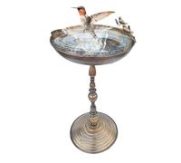 Bird Bath - Standing Bird Feeder Bowl | Outdoor Iron Bird Bath | Patio Bird Water Fountain | Hummingbird Feeding Tray | Antique Finish Bird Bath | Decorative