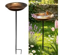 Bird Bath, Standing Metal Garden Stake, Rust Bird Bath Garden Stake, Garden Decoration for Outdoors, Weatherproof, Bird Bath, Feeding Station, Bee Drinker for Outdoors, Water Drinker for Birds (Pack