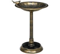 Bird Bath Two-Basin Bronze Tone 50x72cm Polypropylene Flower Pattern OutdoorUse