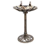 Bird Bath with Feeder, Dark Green Leaf-shaped Bird Bath for Garden, Freestanding for Wild Birds, Weatherproof Garden Decoration (Bronze, One Size)