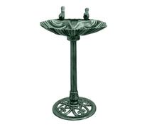 Bird Bath with Feeder, Dark Green Leaf-shaped Bird Bath for Garden, Freestanding for Wild Birds, Weatherproof Garden Decoration (Green, One Size)