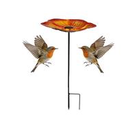 Bird Bath with Floral Design | 63 cm Water Station with Flower and Butterfly Motifs - Heavy Duty Outdoor Bird Bath with Stake - For Garden and Patio Lawn Sea Farm