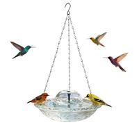 Bird Bath with Fountain Cascading Clear with Metal Chain | Bird Bath Bowl Backyard Decor for Garden Patio Porch Pathway Tree Outdoor Decor Hummingbird Parakeet Viewing