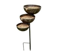 Bird Bath with Ground Spike 3 Tier Vintage Metal Garden Decoration