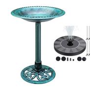 Bird Bath with Solar Fountain, 24 Inch Height Green Birdbath for Outsides Garden, Solar Powered Water Fountain Birdbath for Outdoor Pool Yard Hotel Landscape Front Yard Lawn Balcony Park Decor