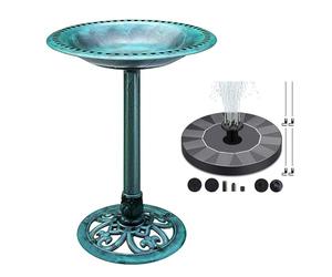 Bird Bath with Solar Fountain, 24 Inch Height Green Birdbath for Outsides Garden, Solar Powered Water Fountain Birdbath for Outdoor Pool Yard Hotel Landscape Front Yard Lawn Balcony Park Decor