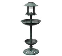 Bird Bath with Solar Light Outdoor Garden Patio Feeder Bronze/Green vidaXL
