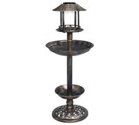 Bird Bath with Solar Light Outdoor Garden Patio Feeder Bronze/Green vidaXL