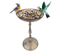 Bird Baths for Outdoors, Garden Standing Bird Bath Waterer, Feeding Tray Attached Water Bowl Iron Art for Balcony Parrot Hummingbird Parakeet