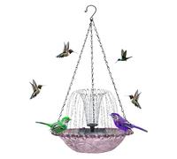 Bird Baths Solar Fountain - Hanging Bird Bath Fountains Solar Powered | Hangable Hummingbird Drinking Feeder Tray | Hummingbird Water Feeder for Outdoor Garden Patio Balcony (Purple)