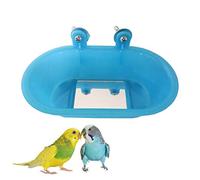 Bird Bathtub with Mirror Toy Shower Tub Bathtub Cleaning Tool Plastic Durable Adorable Odorless for Small Parrot Parakeet Cockatiel Conure Lovebird Finch Budgie Canary Cage Accessories (B)