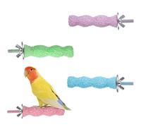 Bird Beak Grinding Stone,4PCS Anti-slip Parrot Perch,Resin Texture Nail & Beak Trimmer Bird Perches for Cage,Birds Cage Accessories for Parakeets,Budgies,Cockatiels,Conures (Wave Style(Large))