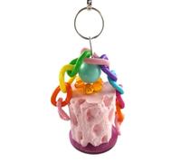 Bird Beak Grinding Stone, Hanging Mineral Chew Toy for Parrots, Budgies & Small Birds, Rose, 13.3x4.5x4.5 cm