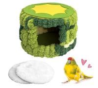 Bird Bed for the Cage - Warm Cute House with Cushion | Cylinder Parakeet Nest Warm Bird Bed - For Squirrel Conure Inseparable Small Animals Chinchilla Pet Accessories Fink Sleeping
