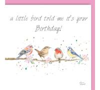 Bird Birthday card - a little bird told me it's your birthday - Quality Textured Blank Greetings Card