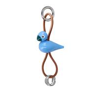 Bird blue key ring silver coloured metal with natural leather Kay Bojesen