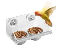Bird Bowls Cage - 2.5in Stainless Steel, Feeding Bowl, Hanging Birds Feeder Plus Waterer Set, Clear Acrylic Stand, chaos Proof Clip On Design, Parakeets Cockatiels Macaws | Seed And Water Supply