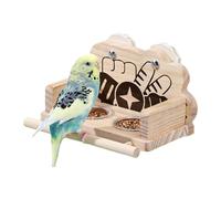 Bird Bowls, Double Water Feeder, Clear Feeding Station, Splash-Proof Design, Wooden Perches Holder, Parakeet Cockatiel Feeder, Indoor Outdoor Bird Accessory For Pet Animal Bath Shower
