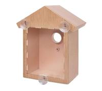 Bird Box|Window Bird Box Plastic Window Nest with Strong Sucker and Viewing One Way Mirror Natural Wood Color Clear House for Garden