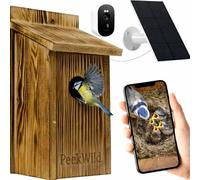Bird Box with Camera WiFi 5MP - Solar Powered Bird Box Camera with Night Vision, Motion Detection & App Live View - Wooden Nest Box for Garden Birds (Blue Tit, Robin, Great Tit)